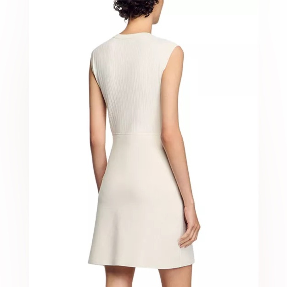 Sandro Cream Sleeveless Button-Front Sheath Dress - Picture 3 of 8